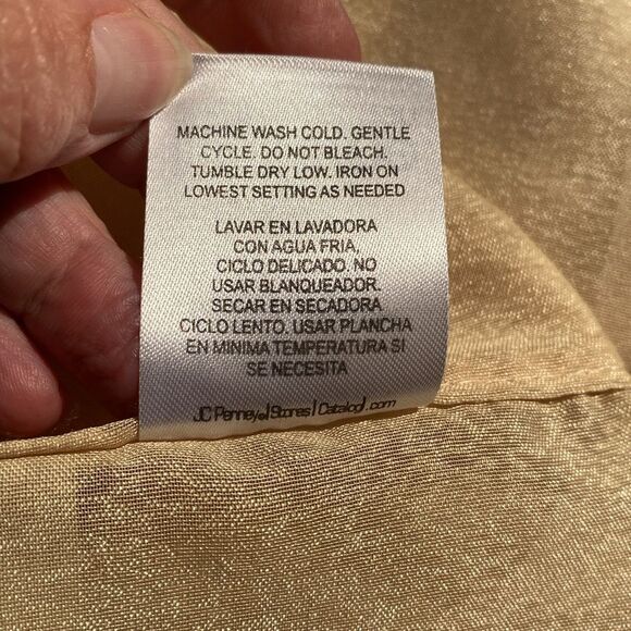 3- JCPenney Home Collection Gold Sheer Fabric Curtain Panels - Picture 3 of 6